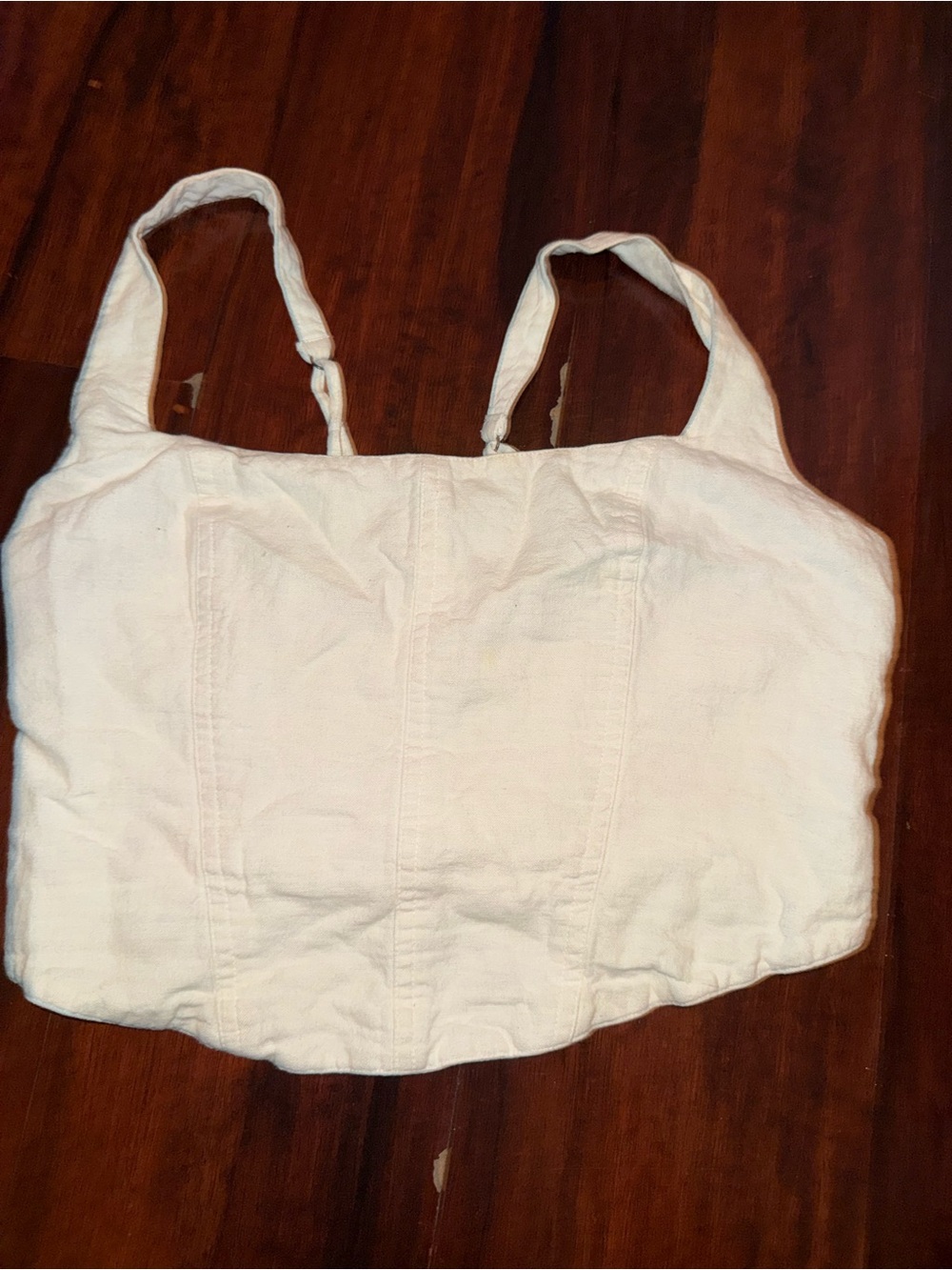 Abercrombie & fitch Women's White Linen-Look Cropped Tank Top
